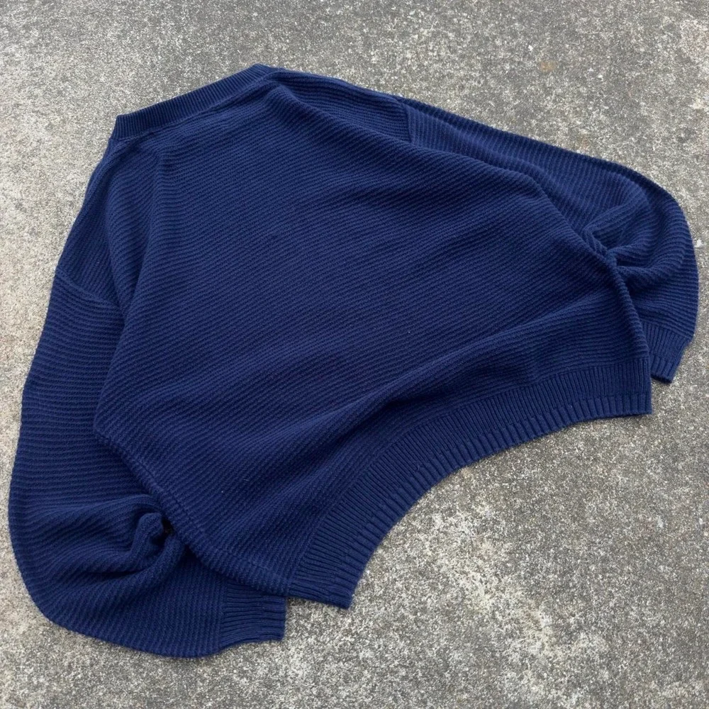 Vintage 90s Winona Knits Sweater Made in USA Workwear Gorpcore Navy Blue L